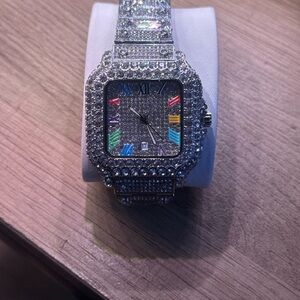 Iced Out Square Face Watch – Fully Flooded Bust Down